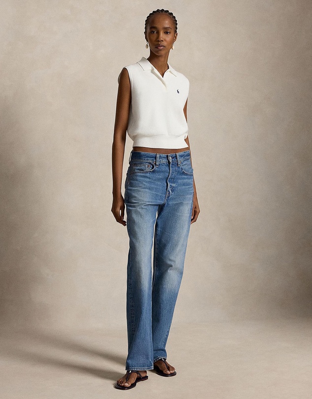 Polo Ralph Lauren - Cotton Cropped Sleeveless Polo Sweater