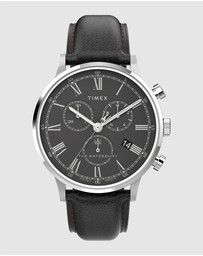 TIMEX - Timex Waterbury Classic Chronograph 40mm Stainless Steel Case with Black Leather Strap