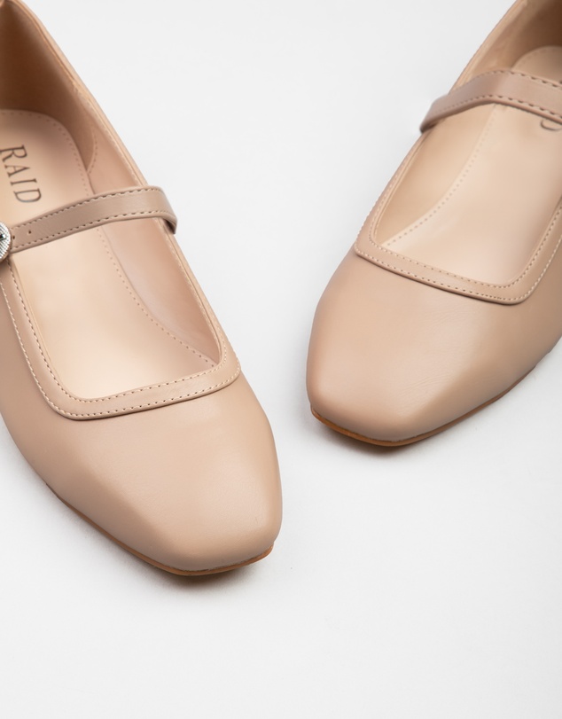 RAID - Finni ankle strap ballet pumps in nude