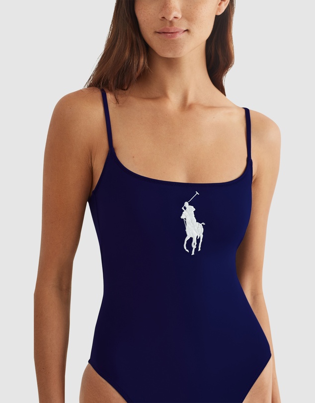 Polo Ralph Lauren - Kennedy Pony Logo Low Back One-Piece Swimsuit