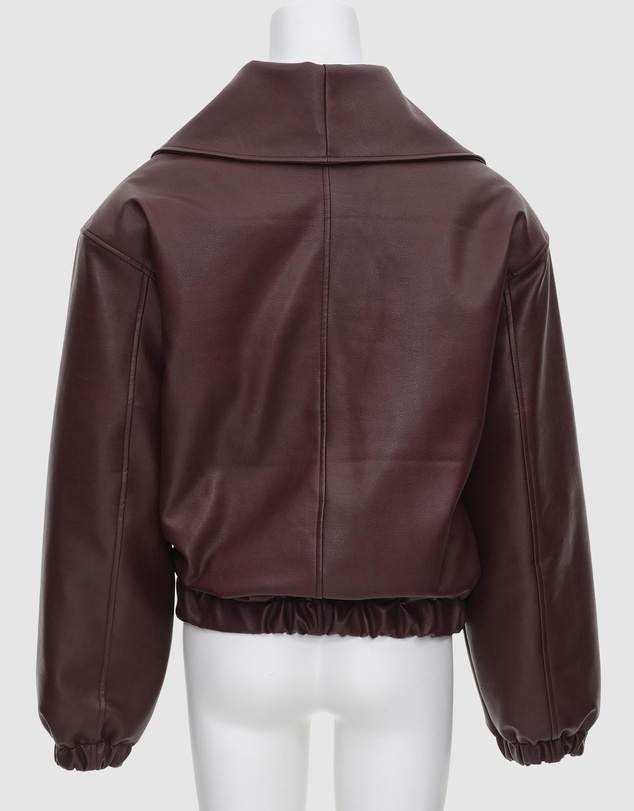 Source Unknown - Eleni Faux Leather Bomber Jacket