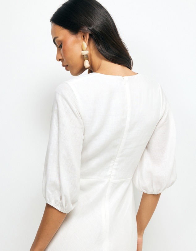 AERE - Idalia Twist Front Linen Midi Dress