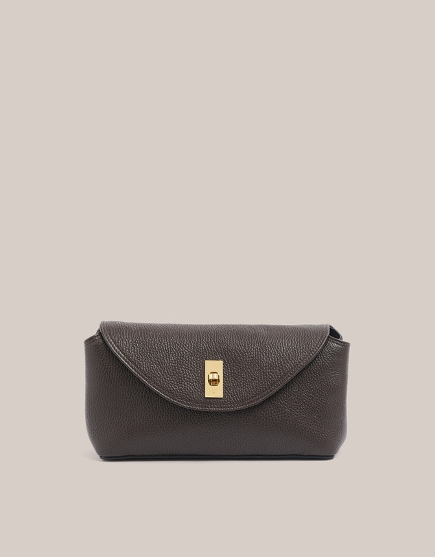 VESTIRSI - Sloane Dark Chocolate Leather Convertible Clutch