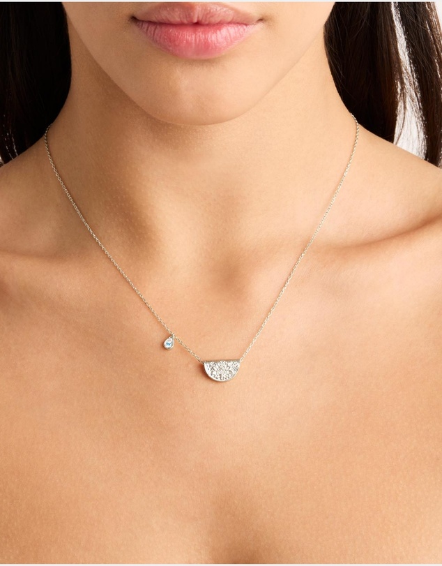 By Charlotte - Silver Lotus Birthstone Necklace - March