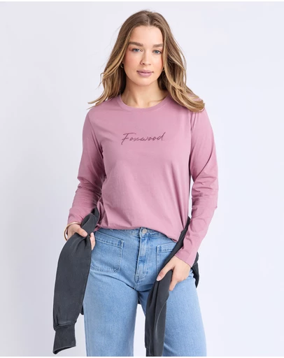 Foxwood - Signature Long Sleeve Tee Dusty Rose