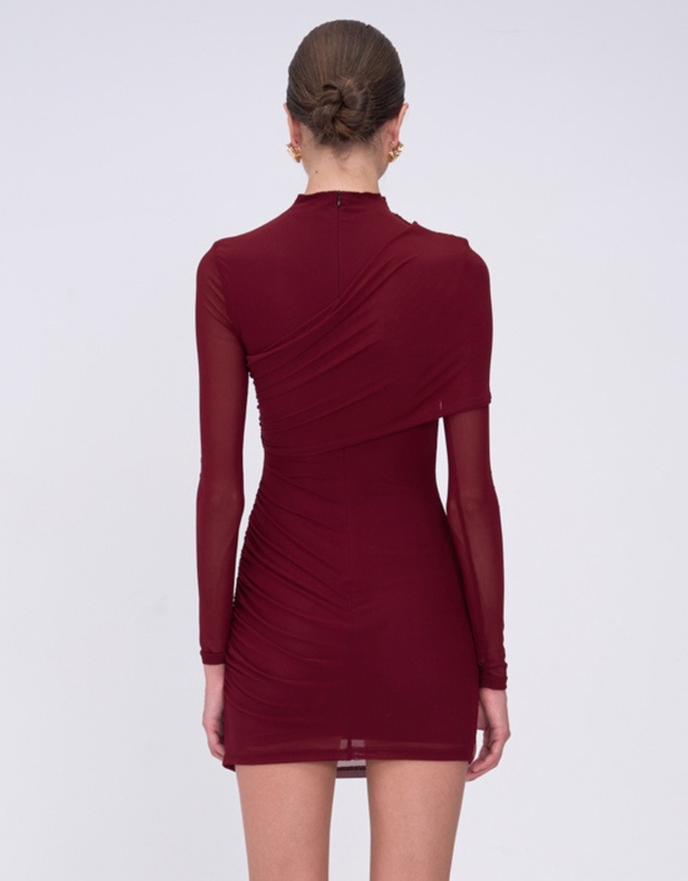 Suboo - Christy Mesh Draped Long Sleeve Mini