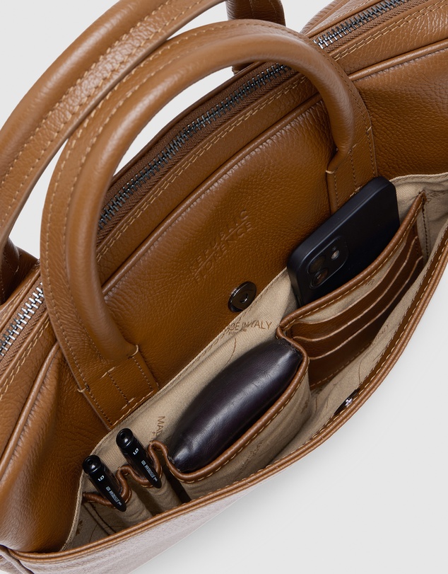 Republic of Florence - The Glasgow Pebble Tan Slim Briefcase