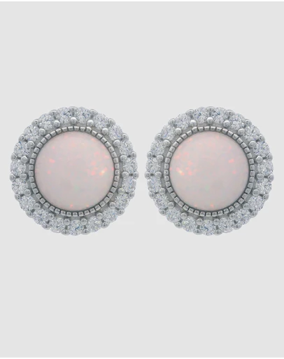 Georgini - Georgini Opal Glow Marrinawi White Created Opal Silver Earrings