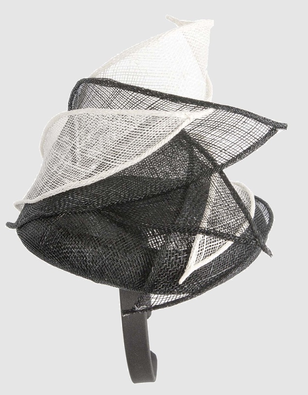 Max Alexander - Pillbox Black White Racing Fascinator