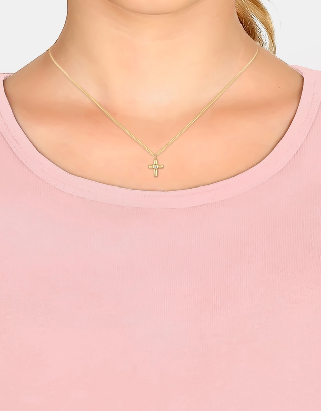 Elli Jewelry - Heart Crystal Kids Necklace in Gold-Plated 925 Silver