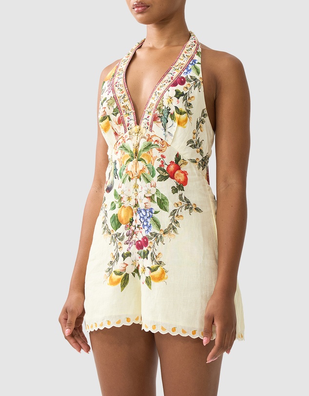 Camilla - Button Front Halter Playsuit