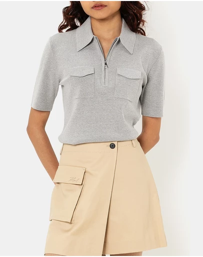 Karl Lagerfeld - Everyday Knit Zip Polo Shirt