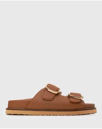 Betts - Wider Fit Hush Leather Buckle Slides