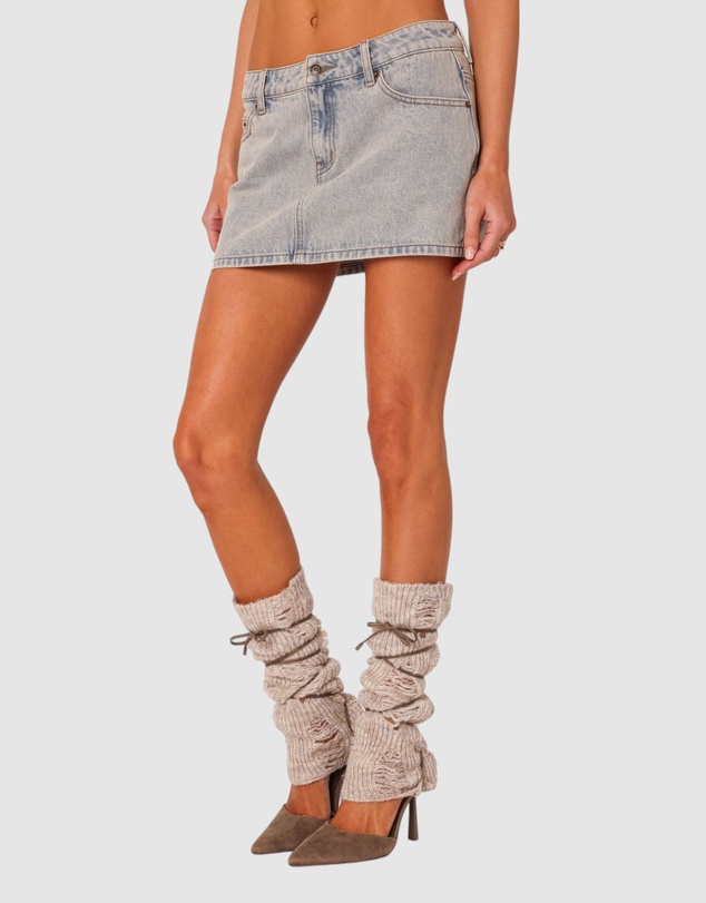 EDIKTED - Vintage Washed Denim Mini Skirt
