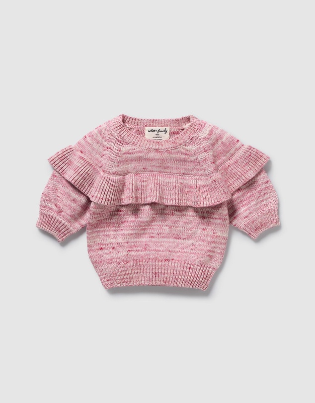 Wilson & Frenchy - Rhubarb And Cream Knitted Ruffle Jumper - Babies
