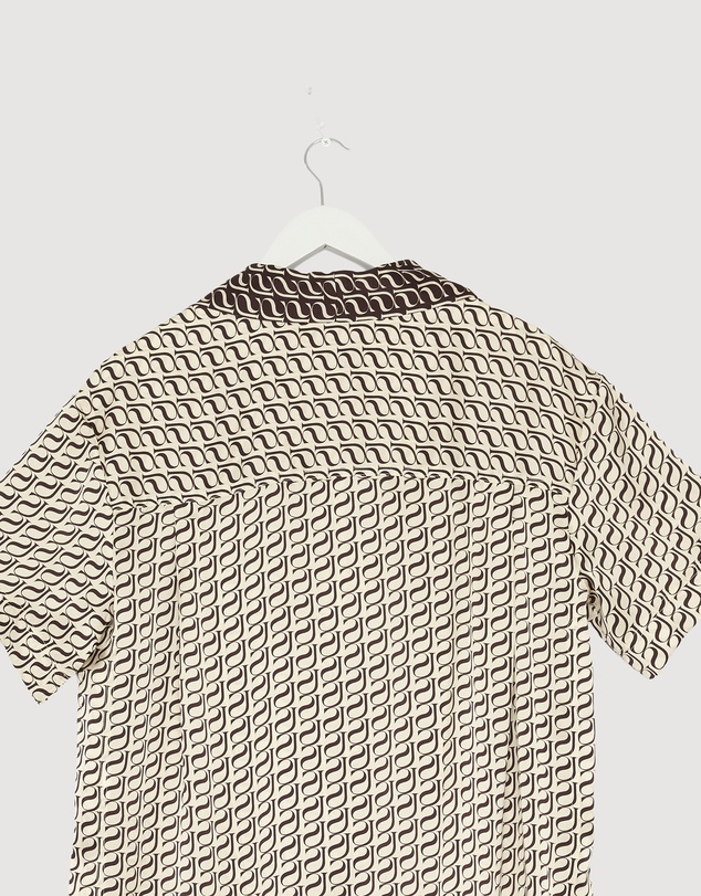 Revibe - Repaired Shona Joy Monogram Silk Contrast Shirt - AU 10