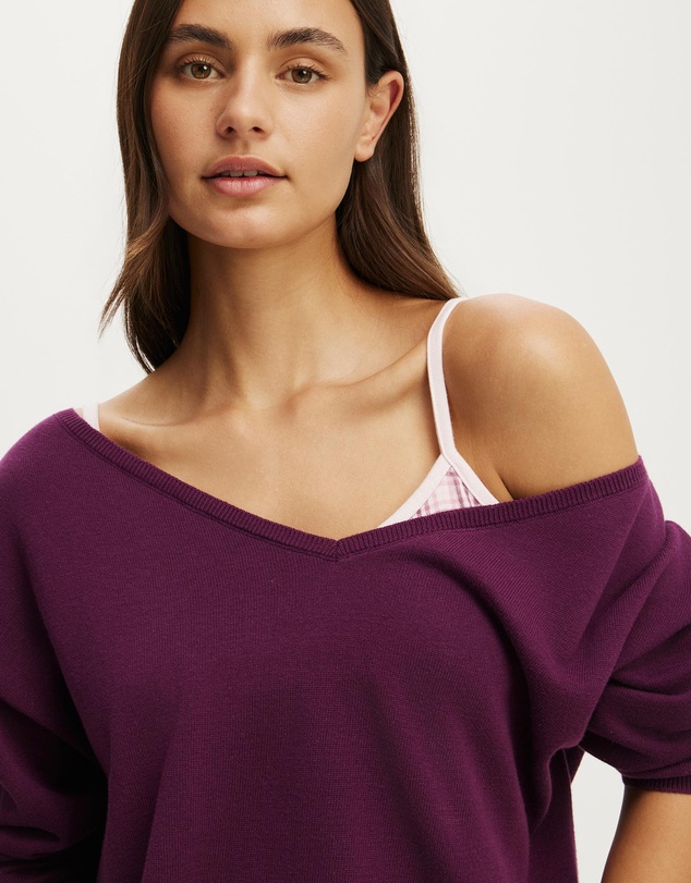 Cotton On Body - Relaxed V Neck Oversized Knit