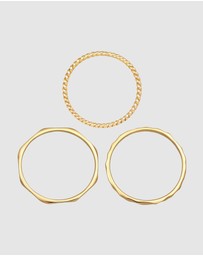 Elli Jewelry - Ring Stacking Set Basic Structured in 375 Yellow Gold