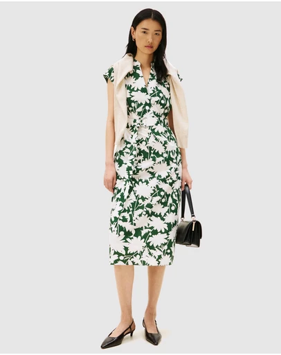 Tommy Hilfiger - Floral Print Cap Sleeve Midi Dress