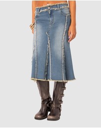 EDIKTED - Arabella Distressed Denim Mini Skirt