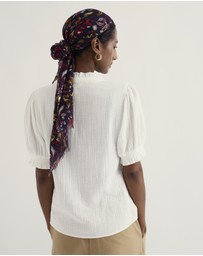 Seasalt - Seasalt Cornwall White Shore Path Frilled Shirt in GOTS Organic Cotton