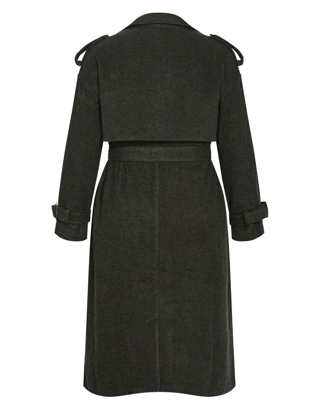 City Chic - Plus size Nadia Trench - hunter green