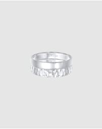 Kuzzoi - ICONIC EXCLUSIVE - Ring Men Set Basic Hammered in 925 Sterling Silver