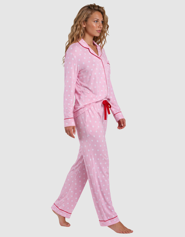 Sant And Abel - Women's Spotty Pink Bamboo Long PJ Set