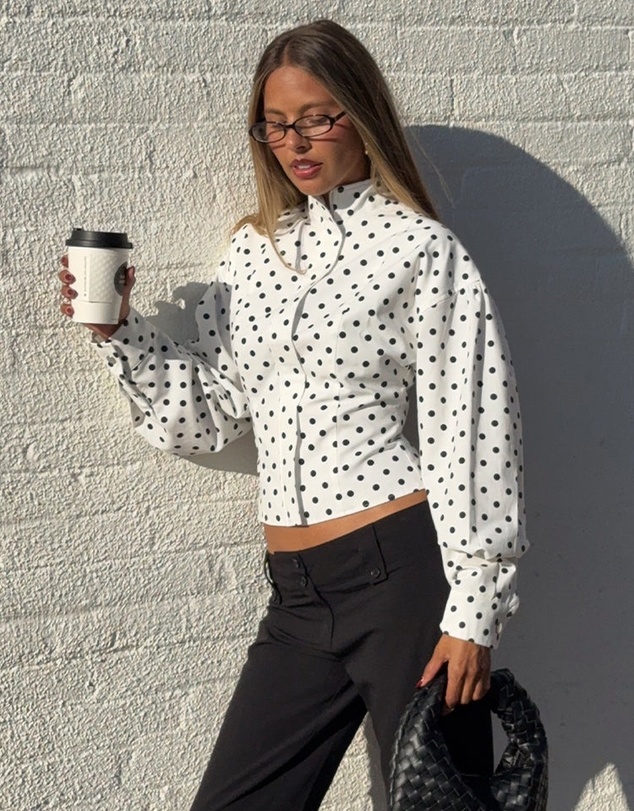 Beginning Boutique - Front Page White Polka Dot Jacket