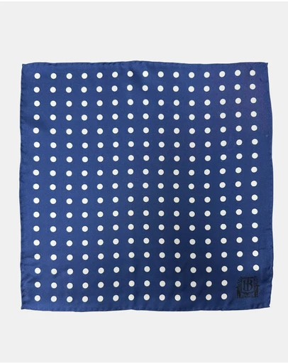 Henry Bucks - HENRY BUCKS Polka Dot Pocket Square NAVY/WHITE
