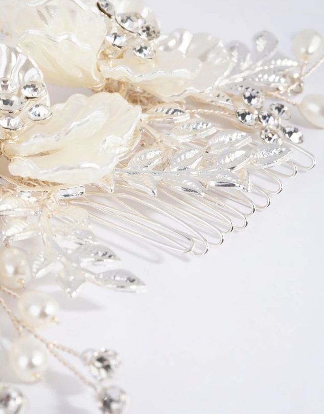 Lovisa - Silver Pearlised Flower Comb