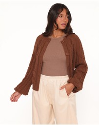 Petal & Pup - Nika Cable Knit Cardigan - Brown