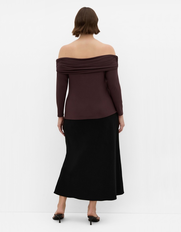 City Chic - Plus size Buckle Detail Top - chocolate