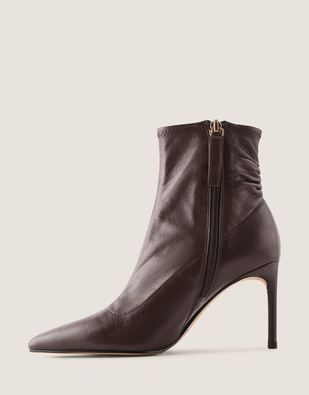Shelly Shen - Delta Heel Ankle Boots Brown Leather