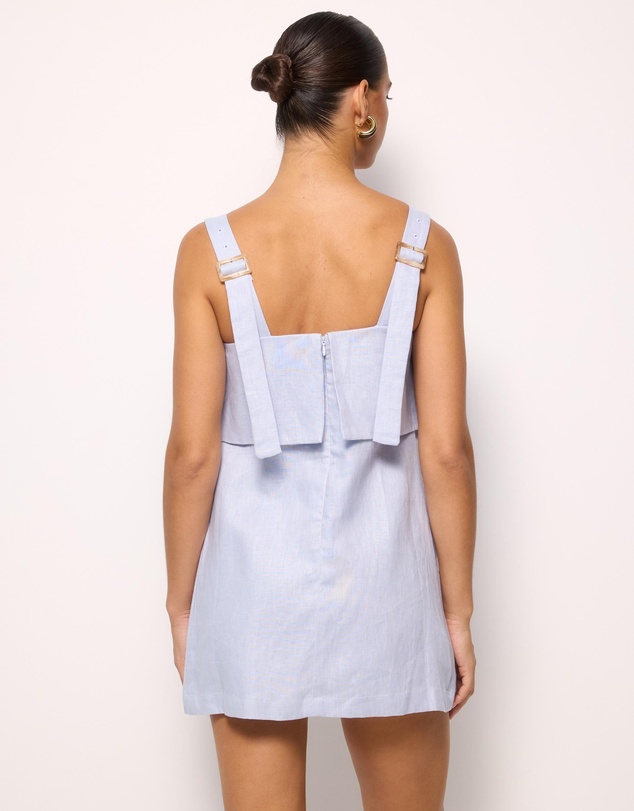 AERE - Nora Buckle Detail Linen Mini Dress