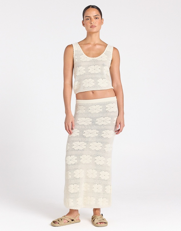 Poolside Paradiso - Fleur Knit Amore Skirt - Vanilla