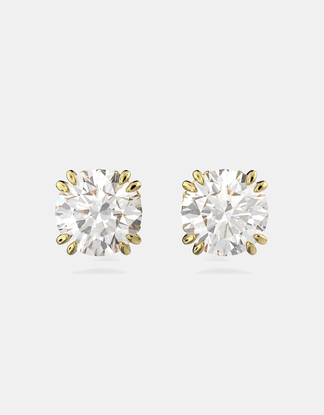 Swarovski - Stilla stud earrings, Round cut, White, Gold-tone plated