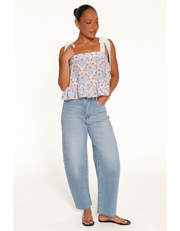 Petal & Pup - Aver Flounce Top - White Blue
