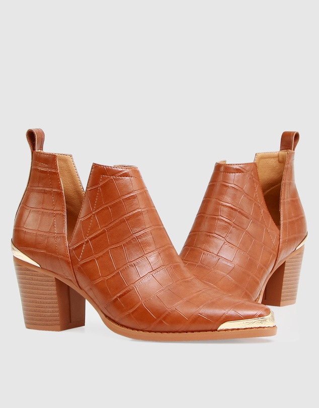 Belle & Bloom - Austin Croc Embossed Ankle Boot