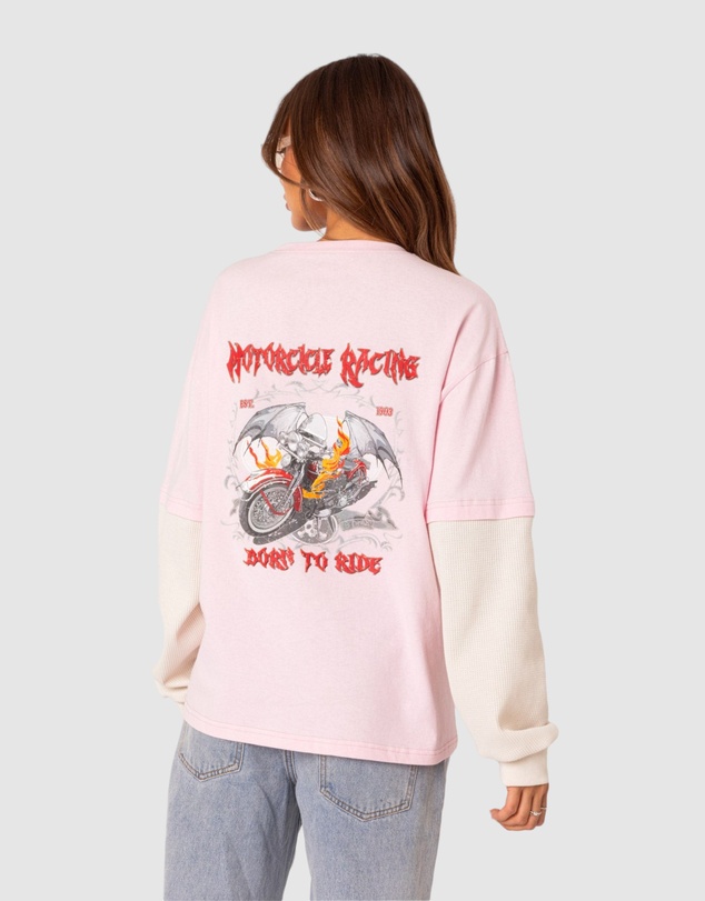 EDIKTED - Racing oversized layered T shirt