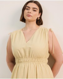 Atmos&Here Curvy - Luna Linen Blend Sleeveless Gathered Maxi Dress