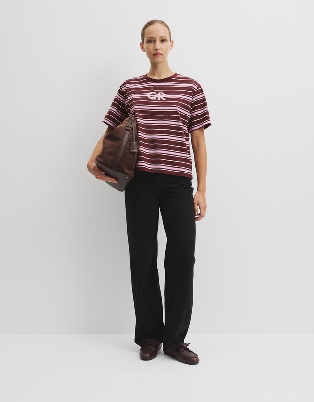 Country Road - Australian Cotton Stripe Cr Logo T-shirt