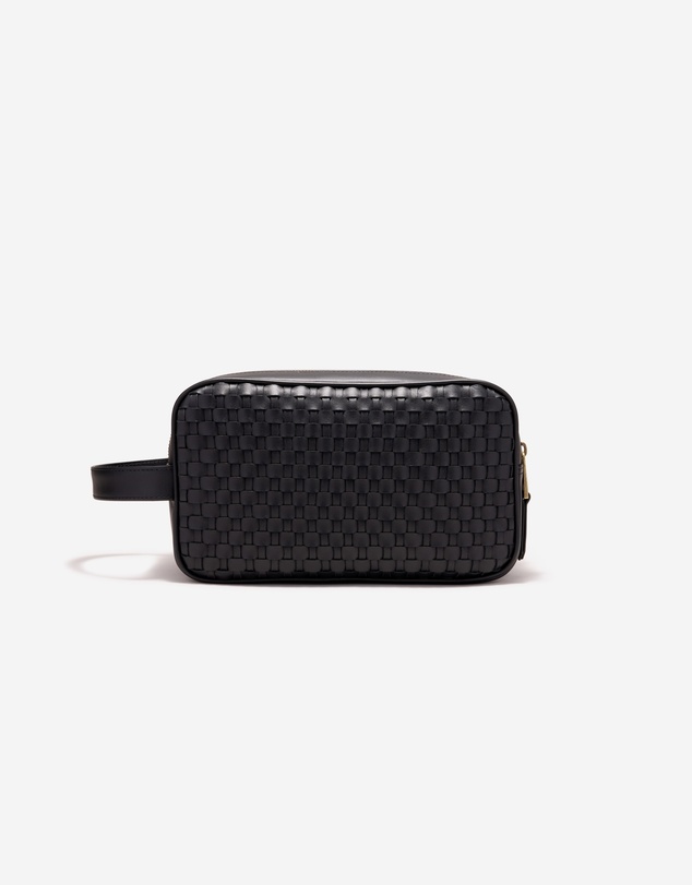 Calibre - Woven Leather Wash Bag Black