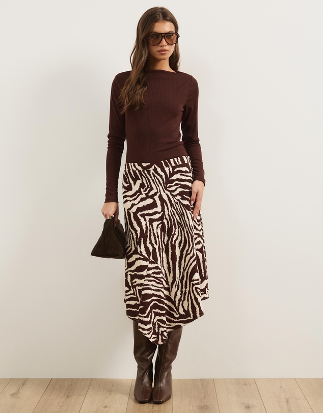 Atmos&Here - Marnie Plisse Jersey Long Sleeve Mock Neck Top