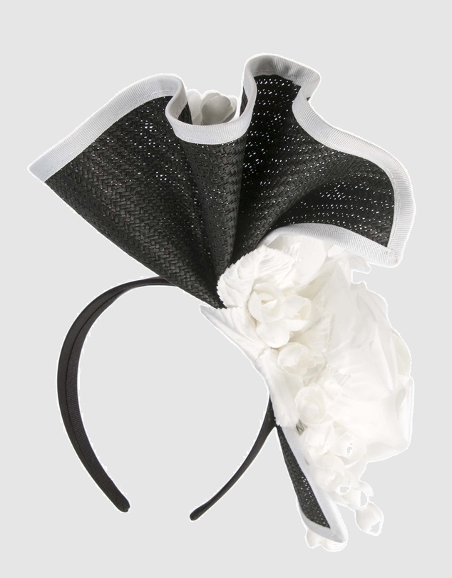 Fillies Collection - Bespoke Sculpted Black White Racing Fascinator