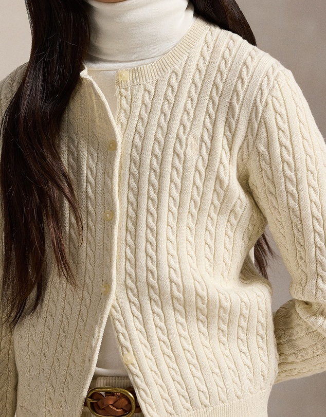 Polo Ralph Lauren - Metallic Mini-Cable Cardigan - ICONIC EXCLUSIVE - Teens