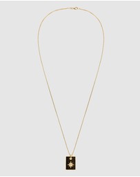 Kuzzoi - ICONIC EXCLUSIVE - Necklace Male Chain Enamel Black Star in 925 Sterling Silver