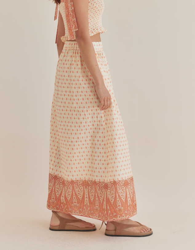 Amelius - Peach Paisley Maxi Skirt