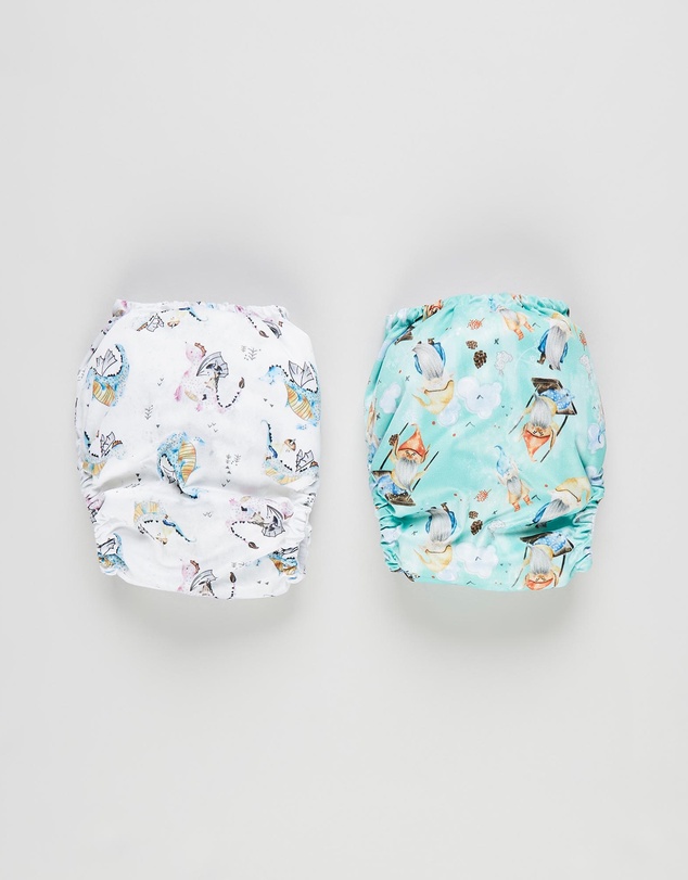 itti bitti - Bare Essentials One Size Fits Most Reusable Cloth Nappy & Wetbag 2-Pack
