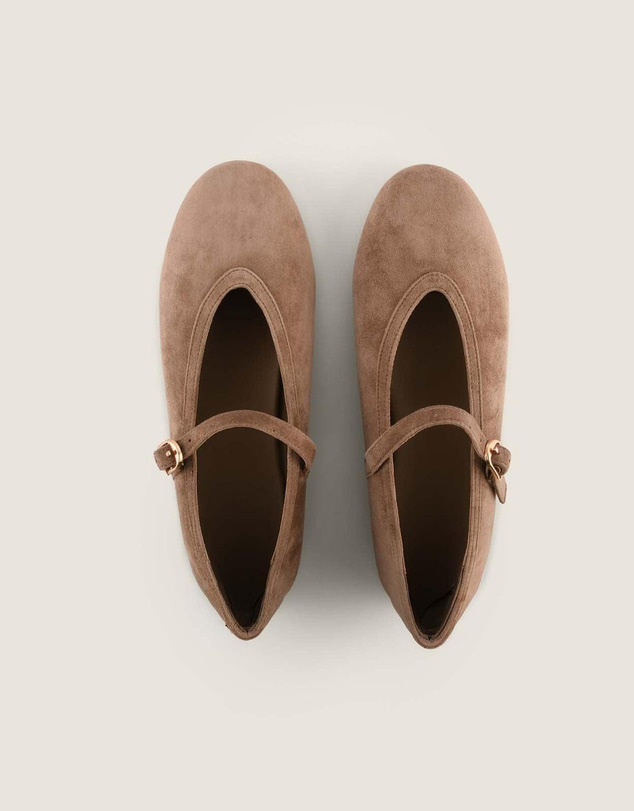 Shelly Shen - Rene Ballet Flats Taupe Suede